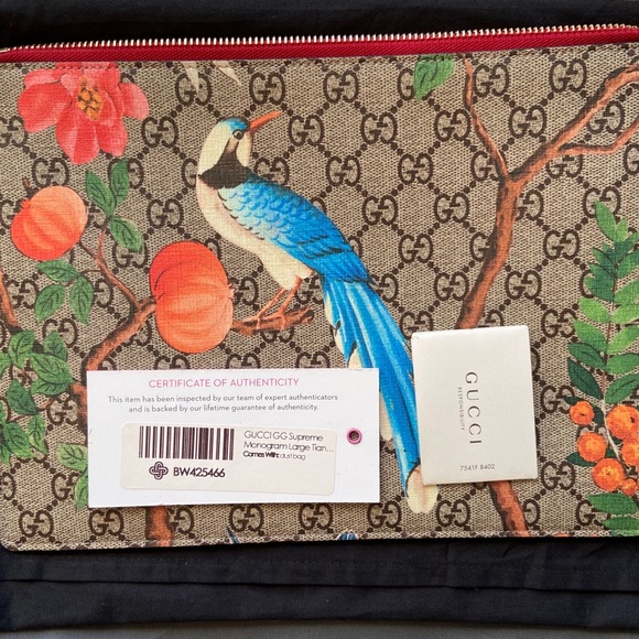 GG Supreme Monogram Large Tian Print Zip Pouch - Picture 6 of 16